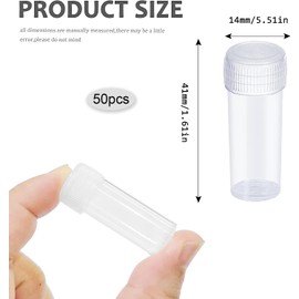 Botella pequeña de muestra, 50PCS 5ml viales de plástico con tapa, Botellas de muestra de 5ml, Contenedor de botella de muestra transparente con tapa para artículos pequeños