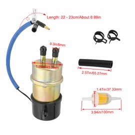 49040-1055 Electric Fuel Pump 12V, Replaces for Kawasaki Mule 3010/3000/3020/2500/2510/2520/1000 (8mm In/Outlet)