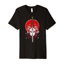 Japanese Samurai Mask Anime Kitsune Fox Oni Monster Premium T-Shirt