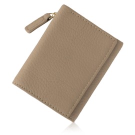 PURCHIC Mini Wallet, Trifold Wallet, Women's, Genuine Leather, Compact, Lightweight, Coin Purse, Prevents Skimming, beige, (greige)