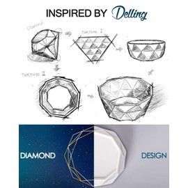 6 Oz Porcelain Ramekins/Dessert Bowls - Delling Geometric Ramekins Souffle Dishes - White Snack/Ramekins/Creme Brulee Dish Set for Baking, Dessert, Ice Cream - Ramekins Oven Safe Set of 6