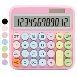 Pink Calculator, QpenguinBabies Standard Calculator 12 Digit with Large LCD Display and Big Buttons,Pink Office Accessories for Women Desk,Cute Calculator for Office,School, Home,Business