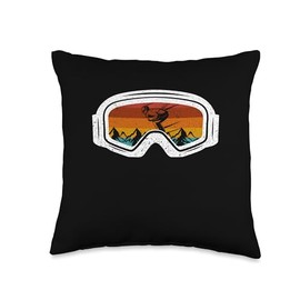 Retro Winter Ski Goggles Snowboard Throw Pillow