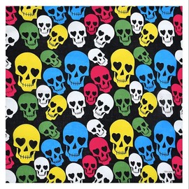 Colourful Skulls Bandana Black Head Scarf Headbands Handkerchief Biker Cotton Bib Party Face Covering Headwear For Motorcycling Mens Womens Unisex