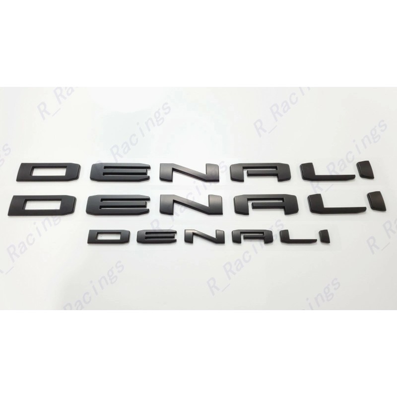 GMC 3pc Matte Black Door Rear DENALI Emblems Letters 2021-2023