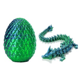 NyxSeat 1 Piece 3D Printed Dragon with 1 Dragon Egg, Dragon Egg Set, Fully Movable Crystal Dragon Toy, Dragon Desk Toy with Flexible Joint, Executive Desk Toy (Green)