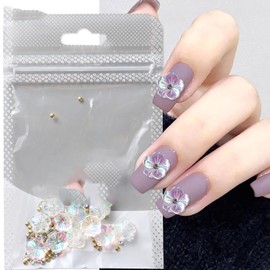 20Pcs Flowers Nail Charms Aurora Multicolor Flowers Nail Art Rhinestones Decorations for Spring Summer DIY Acrylic Nails 3D Flower Manicure Kit for Home Salon Nail Art Tools Accessories
