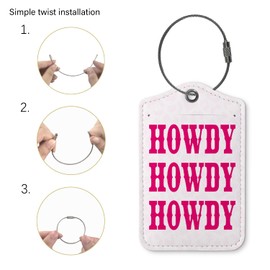 ZFQ Pink Luggage Tags for Suitcases,Preppy Gifts,Howdy Cowgirl Luggage Tag,Trendy 2 Pack Luggage Tags for Travel,Funky Teen Girls Gifts Suitcase Tags