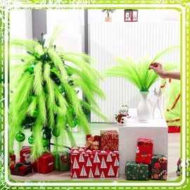 Daifunli 20 Pcs Christmas Tree Topper Xmas Tree Artificial Picks 21.6" Stems Decor Fluffy Picks Christmas Ornaments for Holiday Centerpieces Vase Filler Wreath Home (Green)