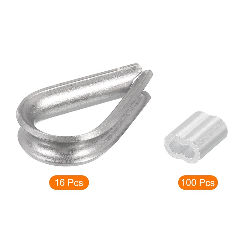 sourcing map Wire Rope Cable Thimble Kit for 2mm Dia