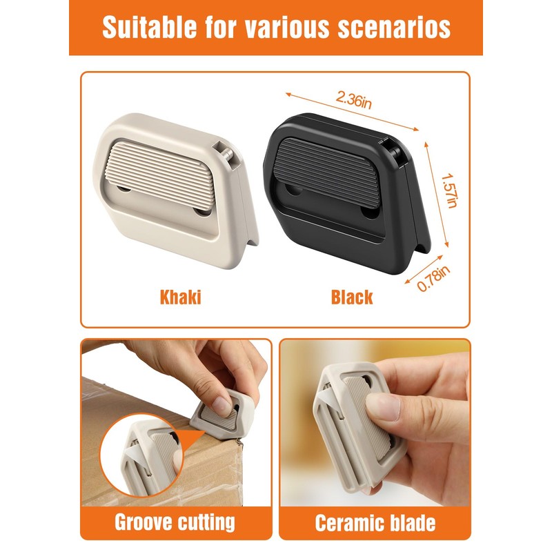 2 PACK Magnetic Box Cutter, Retractable Utility Knife with Ceramic