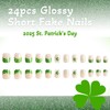 Four-leaf Clover French Fake Nails, 2025 St. Patrick's Day Four-leaf