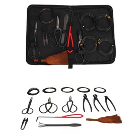 Topyond Bonsai Tool Set, 12 PCS Carbon Steel Succulent Gardening Trimming Tools Set, Bonsai Starter Trimming Care Kit Include Pruning Shears, Scissors, Wire Cutter in Root Hook Nylon Tool Case