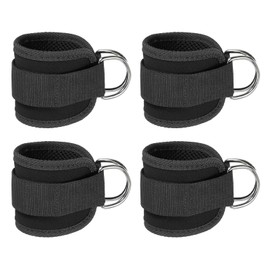 PATIKIL Ankle Strap for Cable Machine, 4 Pcs Gym Cable Kickback Ankle Wraps Exercise Attachment for Women/Men Glute Workouts Hip Leg Extension, Black