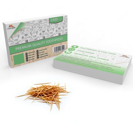 2400 Pieces Premium Bamboo Wooden Toothpicks - 4 Boxes of 600 Pieces - for Personal Hygiene, Disposable Appetizer Skewers, Cocktail Sticks or Arts & Crafts - by Mobi Lock
