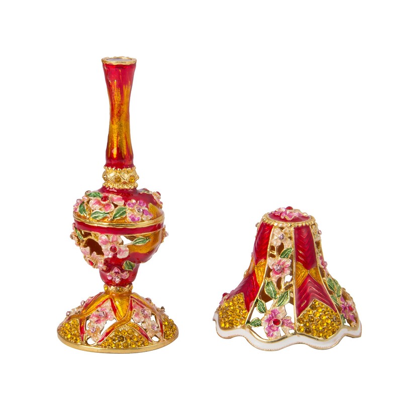 QIFU Vintage Table Lamp Style Enamel Trinket Box Hinged, Unique