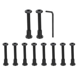 sourcing map 10Sets M6x50mm Hex Drive Socket Cap Bolt and M6x12mm Nuts with Hex Wrench, Furniture Connector Bolts and Screws for Furniture Countersunk Belt, Black