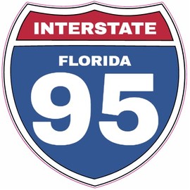 U.S. Custom Stickers Interstate 95 Road Sign Florida Sticker 3 Inch