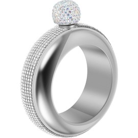 2025New Bracelet Flask for Women 304 Stainless Steel Bangle Flask 3.5 oz Creative Decorative Bracelet Flask with Rhinestone Lid Party Flask Gift for Women Girls Birthday Party - Color: silver