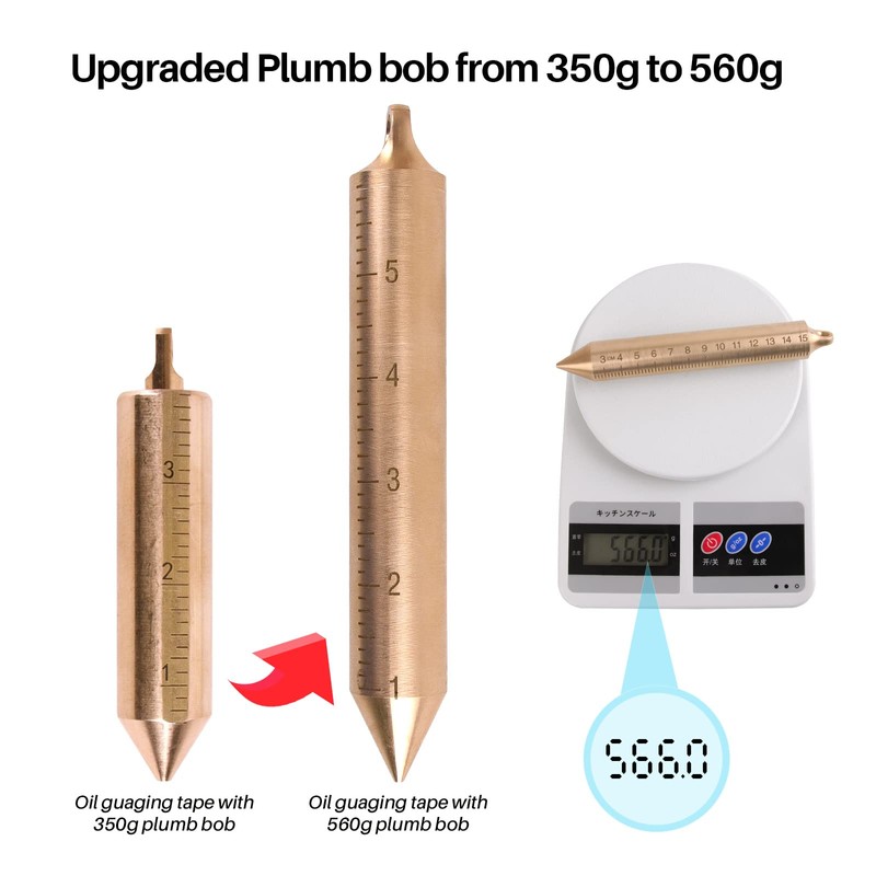 Cekegon Oil Gauging Tape, Sounding Tape Measure with 560g/20oz Brass