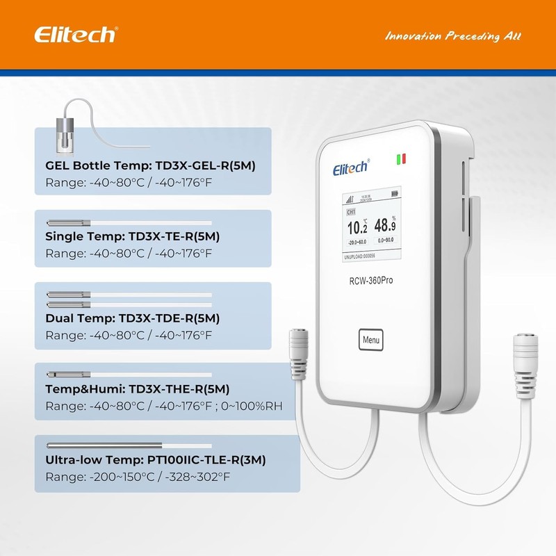 Elitech External Temperature Sensor, Temperature Sensor Only Fits RCW-360Pro Device,