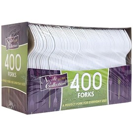 Nicole Home Collection Disposable Plastic White Forks Pack of 400 Plastic Forks
