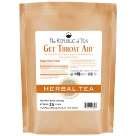 The Republic of Tea — Organic Get Throat Aid Herb Tea, 36 Tea Bags Refill, Naturally Caffeine Free Be Well Tea