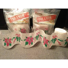 Dennison Vtg Dennison Christmas Poinsettia & Candy Cane Crepe Paper Streamers 30ft. 4pc