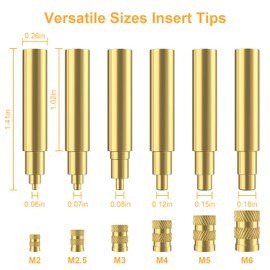 Heat set Insert Tool, Soldering Iron Tips for Threaded inserts M2 M2.5 M3 M4 M5 M6, Soldering Iron kit Compatible with Weller SP40NUS/Hakko FX-888D/900M/T18 Irons- Press Tool for 3D Printer Components