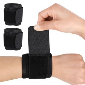 DERAYEE Wrist Supporter, Fixed Wristband, Strong Pressure, Unisex, 2 Pieces, Sports, Housework, Everyday Work, Muscle Training, Adjustable, Black (Black, 8.7 x 2.8 inches (22 x 7 cm)