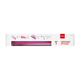 Red by Kiss 1" Ceramic Styler Flat Iron, Up to 450 F Variable Heat Settings for Silky Smooth Hair, Professional Ceramic Plates, Tangle-Free Swivel Cord (Pink)