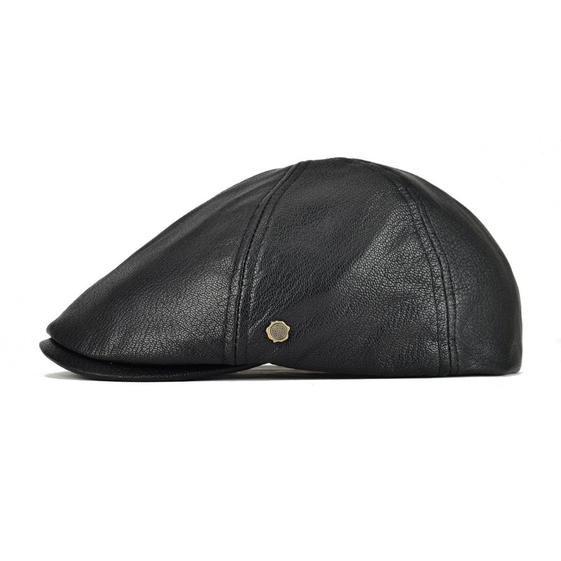 VOBOOM Leather Ivy Newsboy Caps 6 Panel Cabbie Beret Hat