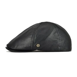 VOBOOM Leather Ivy Newsboy Caps 6 Panel Cabbie Beret Hat (7 1/4, Black)