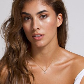 Kenivira Gold Chain for Women Birthstone Necklace 18K Gold Necklace with Cubic Zirconia Pendant Birthday Gifts for Women Jewellery, Brass