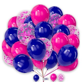 Round Balloons 25 Pack 10 Inch Pink and Blue with Pink Confetti Combo Balloons for Kids Party Baby Shower Birthday Party Wedding Party and Other Festivals.