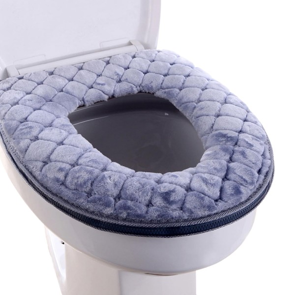 Toilet Seat Cover Soft Toilet Seat Cushion Warmer Washable Toilet Seat Cover Pads with Zipper Grey Toilet Seat Covers Heated Toilet Seat Toilet Cover Toilet Seat Warmer