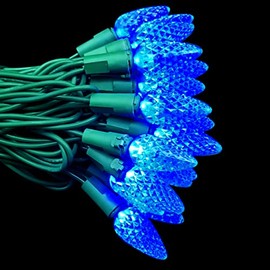 MXTCLM C6 Christmas Lights, 50 LED Strawberry String Lights, 18.31ft Blue C6 Lights, Fairy Lights for Outdoor, Indoor, Garden, Yard, Home, Party, Christmas Tree Decorations (Blue)