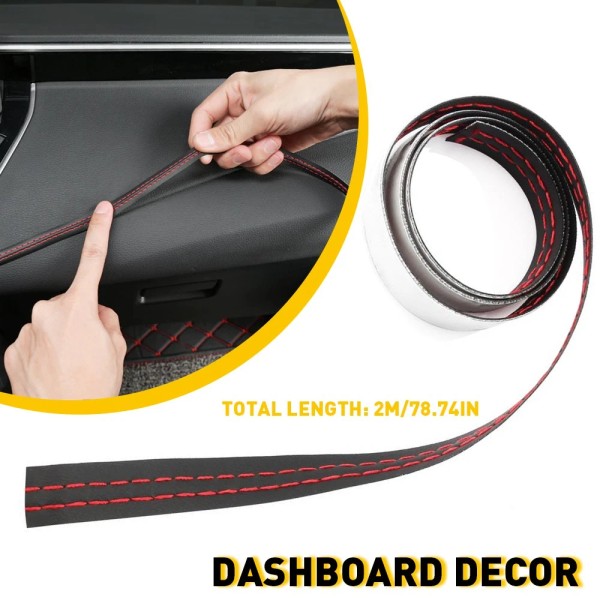 unbrand 2M PU Leather Dashboard Decor Line Strip Moulding Sticker