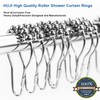 HUJI Heavy Duty Roller Shower Curtain Rings, Polished Chrome Set