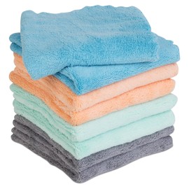 Smart Design Cleaning Cloth - Set of 8 - Non-Scratch and Ultra Absorbent Plush - Machine Washable - Cleaning, Dishes, Stains, Facial - Kitchen - 12 x 12 Inch - Coral