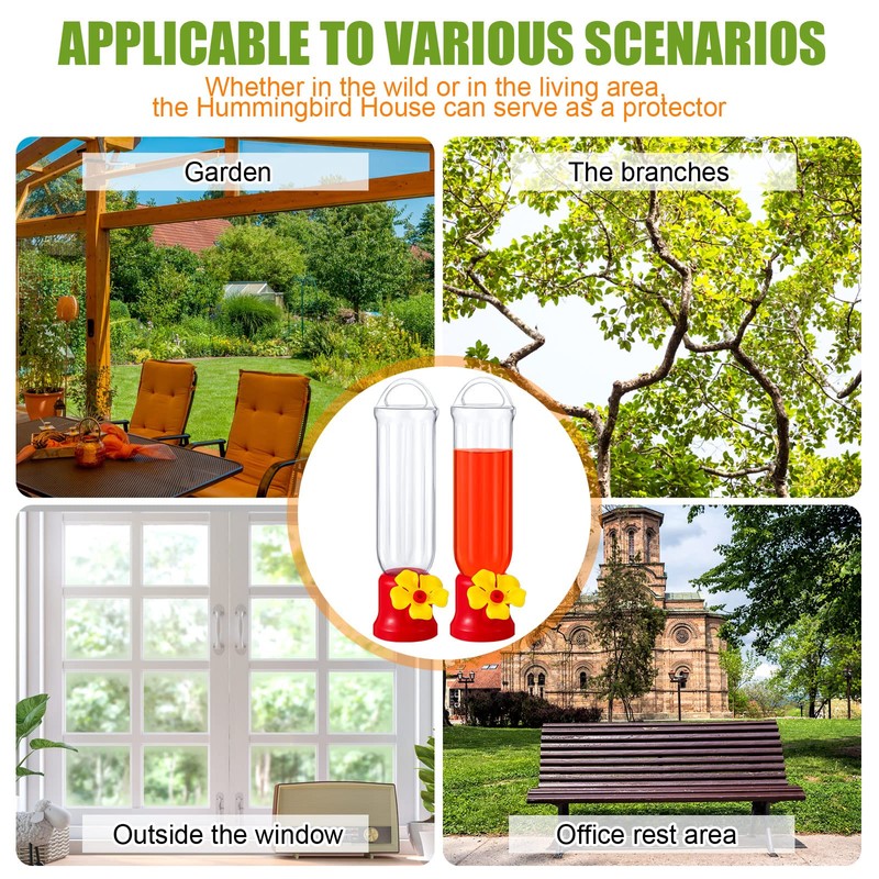 Sunnyray 10 Pack Small Hummingbird Feeder for Outdoors Mini Plastic