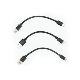 Dongar Set of 3 Short USB 3.0 Cables Including USB-A to USB-C, USB-A to Mini USB, and USB-A to Micro USB. 20cm or 30cm. USB 3.0. (20 cm)
