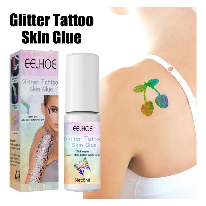 Pegamento De 8 Ml Para Tatuajes Con Purpurina, Botella De