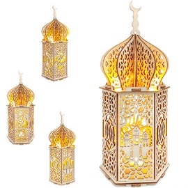 Ramadan Decoration, Muslim Festival Decorative, Ramadan Wooden DIY Lamp Light, Ramadan Mubarak Decoration LED Light, Ornament Lamp for Muslim Festival, Decorative Patio, Indoor, Outdoor (B)