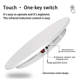 PUOSUO Motorized Rotating Display Stand, 23.7 inch / 330Lbs Load ,360 Degree Electric Rotating Turntable for Photography Products Display，Live Video Show,Remote Control Angle (White)