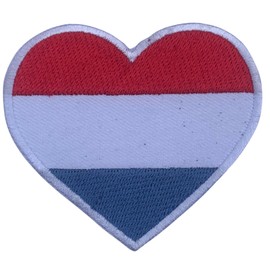 Bebuz Netherlands Embroidered Heart Flag Iron On Sew On National Emblem Patch Applique Fabric Repair Tactical Military Patches