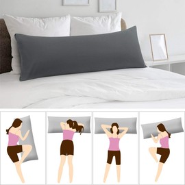 PiccoCasa Body Pillow Cover with Envelope Closure, Pillow Case for Long Bolster Pillow, Soft 110 Gsm Microfiber Body Pillow Covers Grey Body(51cmx140cm)