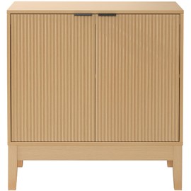 Best Choice Products 2-Door Small Reeded Storage Cabinet, Buffet Sideboard, Media Cabinet, Cupboard, Accent Console Table w/Adjustable Shelves – Natural