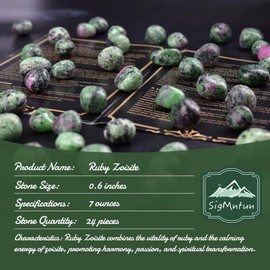 SigMntun Ruby Zoisite Healing Crystal Stone Set - Natural & Polished Stones for Healing, Meditation, Reiki, Chakra, Crafting & Decoration (0.6 inches)