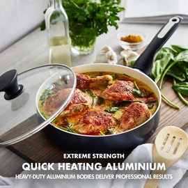 GreenPan Rio 16 Piece Cookware Pots and Pans Set, Hard Anodized Healthy Ceramic Nonstick PFAS-Free, Bakelite Handles, Frypans, Saucepan, Saute Pan, Stock Pot, Kitchen Tools, Dishwasher Safe, Black